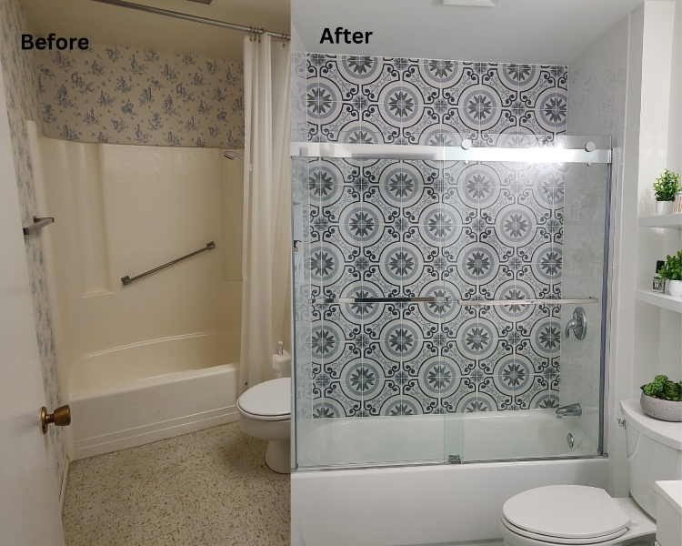 before and after guest bathroom